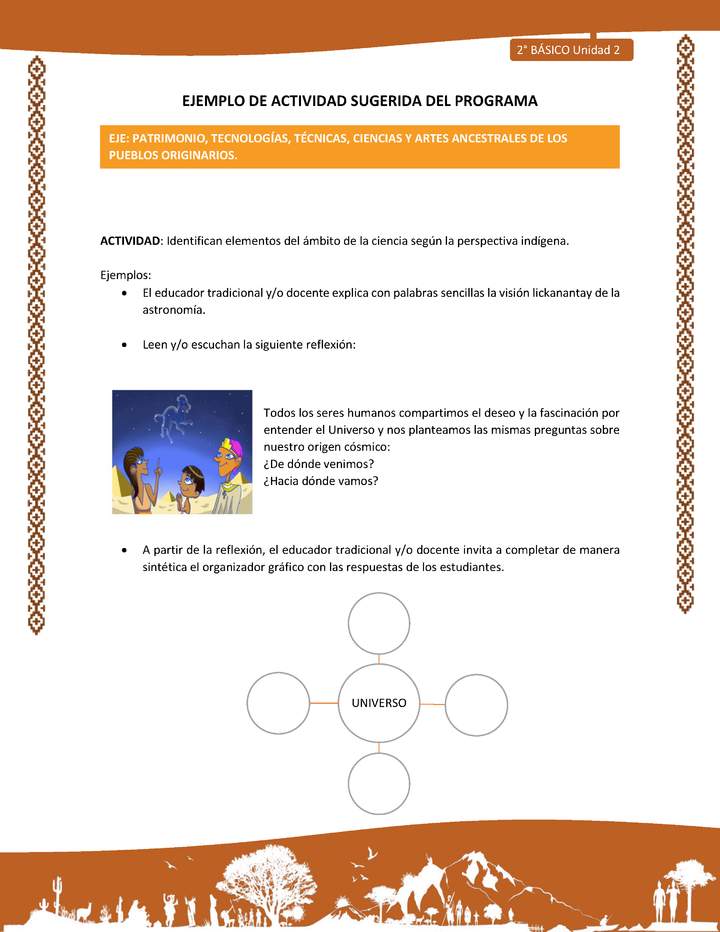 Actividad sugerida: LC02 - Lickanantay - U2 - N°9: IDENTIFICAN ELEMENTOS DEL ÁMBITO DE LA CIENCIA SEGÚN LA PERSPECTIVA INDÍGENA.