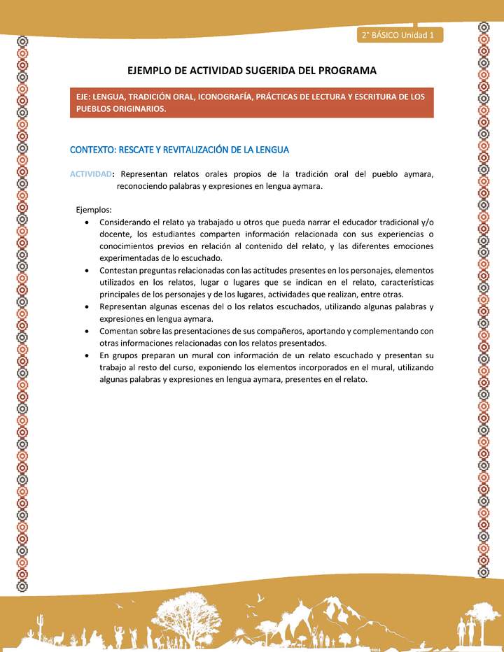 Actividad sugerida Nº 6 - LC02 - AYM-U1-06-2B-LR-Representan relatos orales propios de la tradición oral del pueblo aymara, reconociendo palabras y expresiones en lengua aymara.