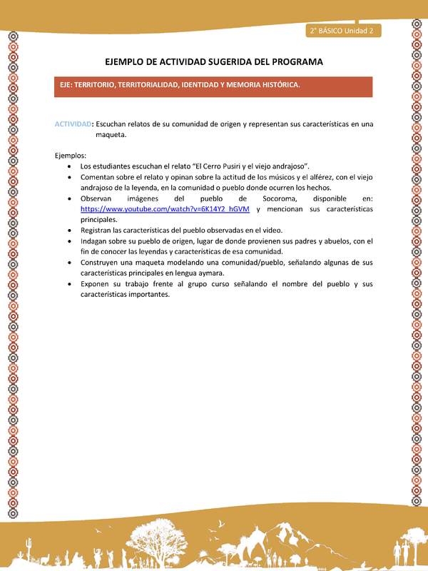 Actividad sugerida Nº 10- LC02 - AYM-U2-01-ET- Escuchan relatos de su comunidad de origen y representan sus características en una maqueta.