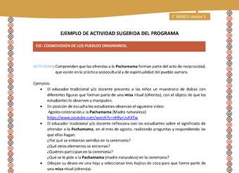 Actividad sugerida Nº 9- LC02 - AYM-U3-ECO-Comprenden que las ofrendas a la Pachamama forman parte del acto de reciprocidad, que existe en la práctica sociocultural y de espiritualidad del pueblo aymara.