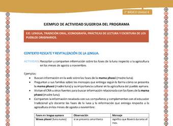 Actividad sugerida Nº 4- LC02 - AYM-U3- 4-AYM-U4-04-2B-LR-Recopilan y comparten información sobre las fases de la luna respecto a la agricultura en los meses de agosto a noviembre.