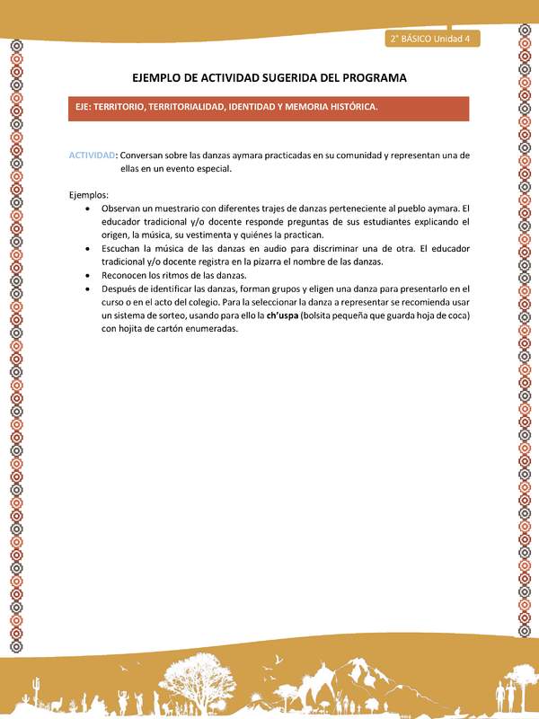 Actividad sugerida Nº 8- LC02 - AYM-U2-8-AYM-U4-08-2B-ET-Conversan sobre las danzas aymara practicadas en su comunidad y representan una de ellas en un evento especial.