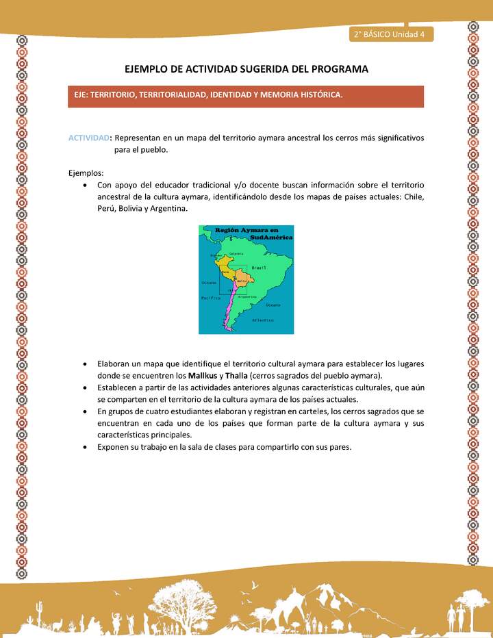 Actividad sugerida Nº 7- LC02 - AYM-U3-7-AYM-U4-07-2B-ET-Representan en un mapa del territorio aymara ancestral los cerros más significativos para el pueblo.