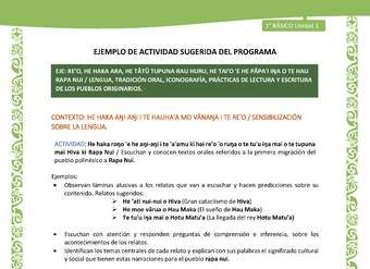 Actividad sugerida LC01 - Rapa Nui - U1 - N°01: Escuchan y conocen textos orales referidos a la primera migración del pueblo polinésico a Rapa Nui.