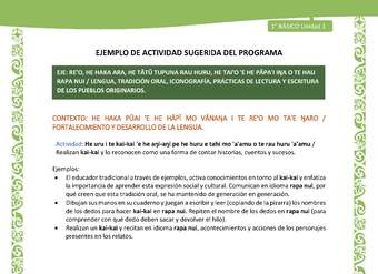 Actividad sugerida LC01 - Rapa Nui - U1 - N°11: Realizan kai-kai y lo reconocen como una forma de contar historias, cuentos y sucesos.