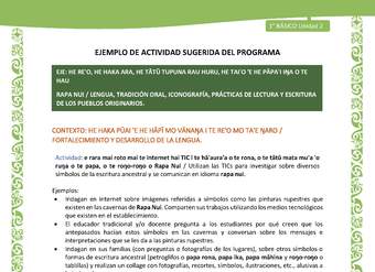 Actividad sugerida LC01 - Rapa Nui - U2 - N°31: Utilizan las TICs para investigar sobre diversos símbolos de la escritura ancestral y se comunican en idioma rapa nui.