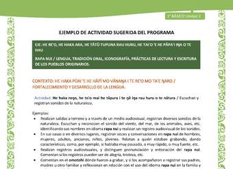 Actividad sugerida LC01 - Rapa Nui - U2 - N°30: Escuchan y registran sonidos de la naturaleza.