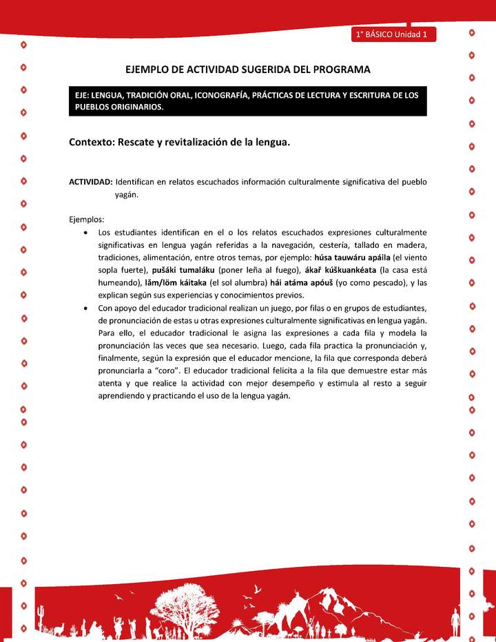 Actividad sugerida Nº 4- LC01 - YAG-U1-LR - Identifican en relatos escuchados información culturalmente significativa del pueblo yagán