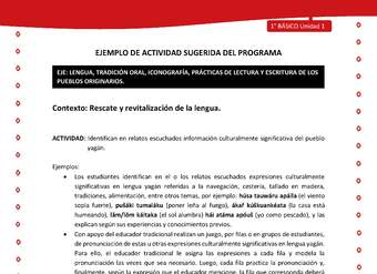 Actividad sugerida Nº 4- LC01 - YAG-U1-LR - Identifican en relatos escuchados información culturalmente significativa del pueblo yagán