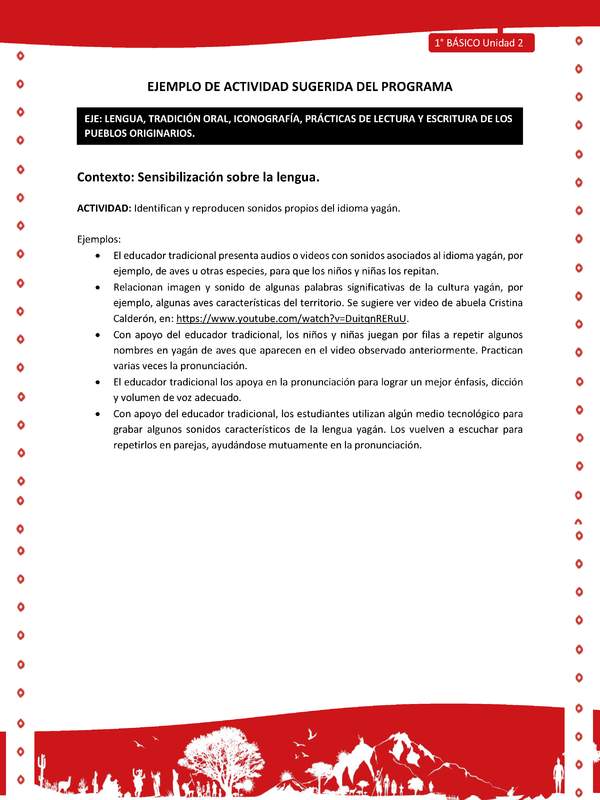 Actividad sugerida Nº 1- LC01 - YAG-U2-LS - Identifican y reproducen sonidos propios del idioma yagán