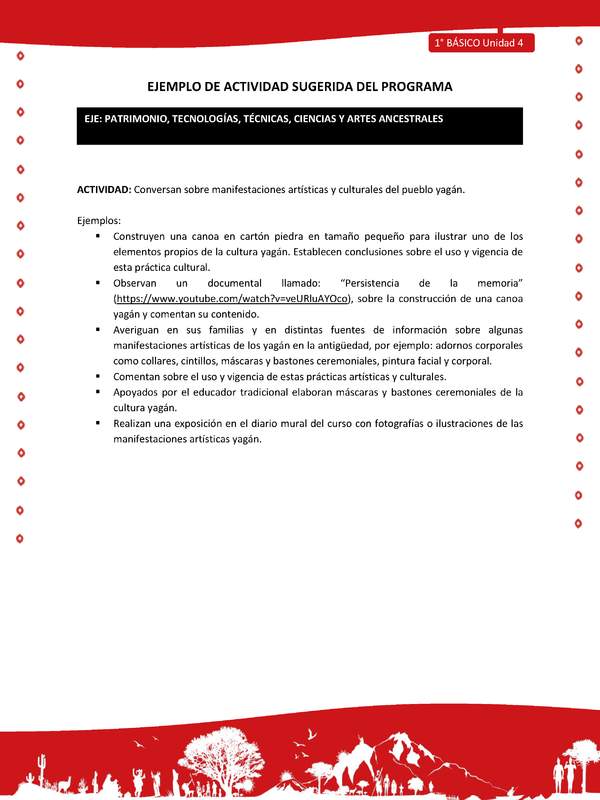 Actividad sugerida Nº 5- LC01 - YAG-U4-EP - Conversan sobre manifestaciones artísticas y culturales del pueblo yagán