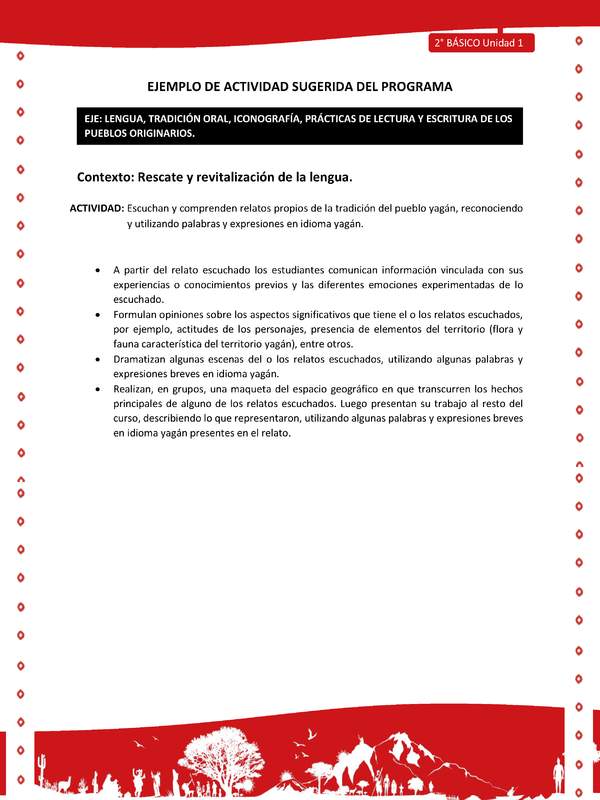 Actividad sugerida Nº 2- LC02 - YAG-U1-LR - Escuchan y comprenden relatos propios de la tradición del pueblo yagán, reconociendo y utilizando palabras y expresiones en idioma yagán