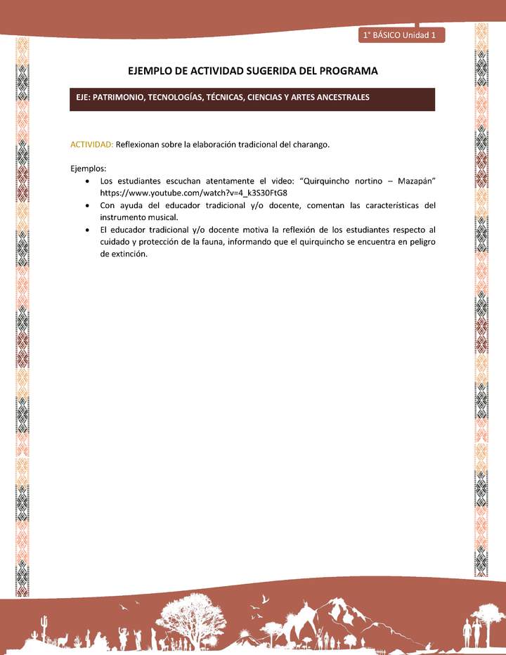 Actividad sugerida LC01 - Quechua - U1 - N°15: Reflexionan sobre la elaboración tradicional del charango.