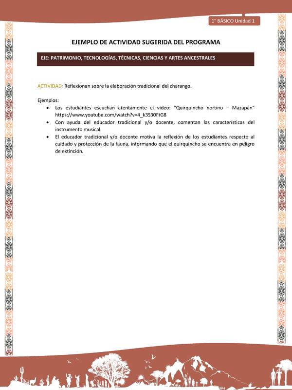 Actividad sugerida LC01 - Quechua - U1 - N°15: Reflexionan sobre la elaboración tradicional del charango.