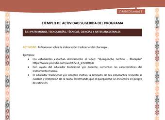 Actividad sugerida LC01 - Quechua - U1 - N°15: Reflexionan sobre la elaboración tradicional del charango.