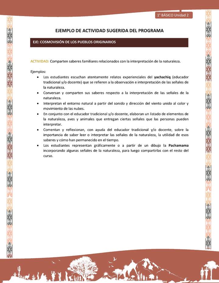 Actividad sugerida LC01 - Quechua - U2 - N°30: Comparten saberes familiares relacionados con la interpretación de la naturaleza.