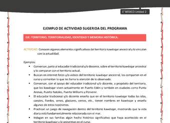 Actividad sugerida: LC01 - KAWÉSQAR - U2 - N°5: CONOCEN ALGUNOS ELEMENTOS SIGNIFICATIVOS DEL TERRITORIO KAWÉSQAR ANCESTRAL Y LO VINCULAN CON LA ACTUALIDAD.