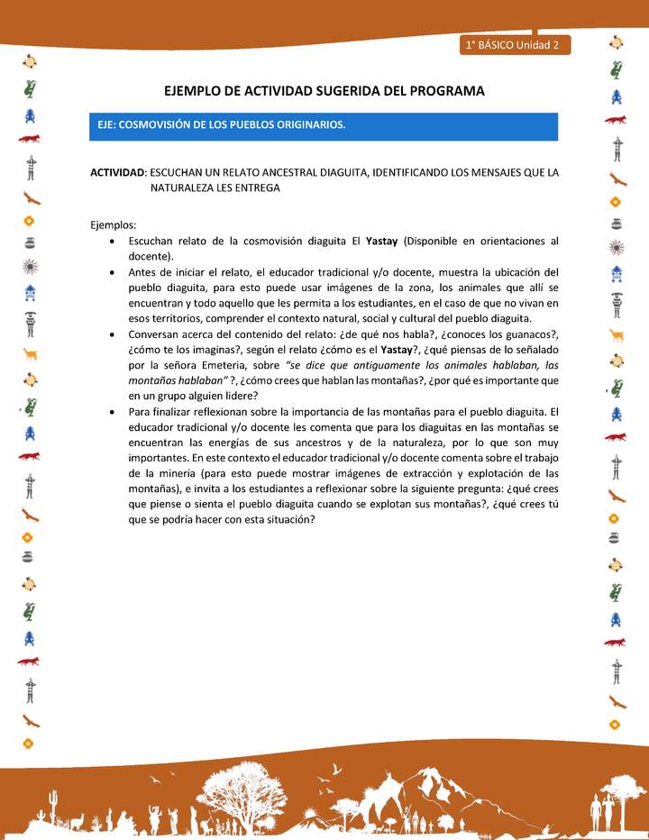 Actividad sugerida Nº 8- LC01 - INTERCULTURALIDAD-U2-ECO - ESCUCHAN UN RELATO ANCESTRAL DIAGUITA, IDENTIFICANDO LOS MENSAJES QUE LA NATURALEZA LES ENTREGA