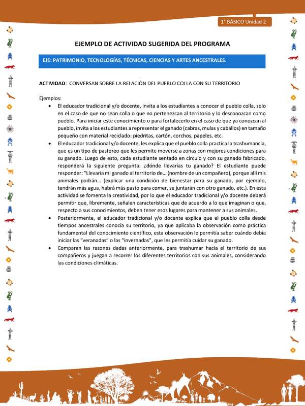 Actividad sugerida Nº 9- LC01 - INTERCULTURALIDAD-U2-EP - CONVERSAN SOBRE LA RELACIÓN DEL PUEBLO COLLA CON SU TERRITORIO