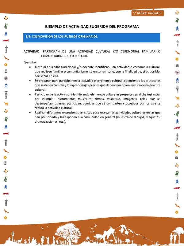 Actividad sugerida Nº 8- LC01 - INTERCULTURALIDAD-U3-ECO - PARTICIPAN DE UNA ACTIVIDAD CULTURAL Y/O CEREMONIAL FAMILIAR O COMUNITARIA DE SU TERRITORIO