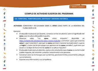 Actividad sugerida Nº 4- LC01 - INTERCULTURALIDAD-U4-ET - COMENTAN Y REFLEXIONAN SOBRE EL EPEW COMO PARTE DE LA MEMORIA DEL PUEBLO MAPUCHE