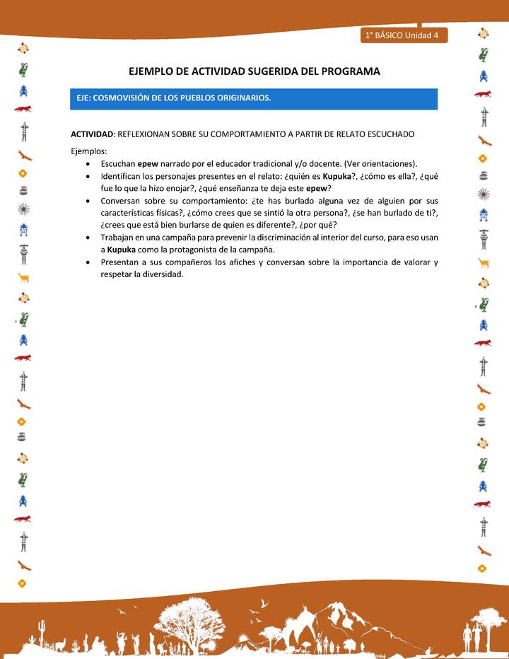 Actividad sugerida Nº 8- LC01 - INTERCULTURALIDAD-U4-ECO - REFLEXIONAN SOBRE SU COMPORTAMIENTO A PARTIR DE RELATO ESCUCHADO