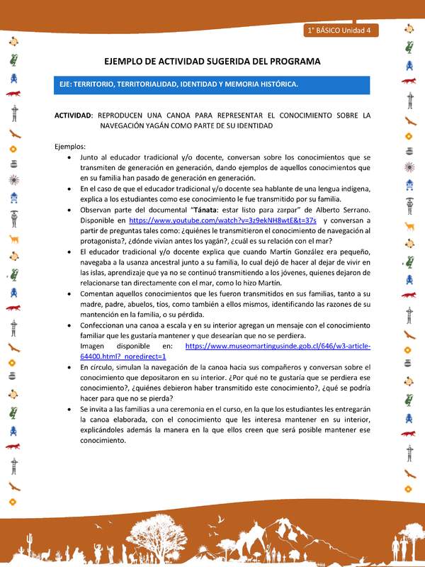 Actividad sugerida Nº 6- LC01 - INTERCULTURALIDAD-U4-ECO - REPRODUCEN UNA CANOA PARA REPRESENTAR EL CONOCIMIENTO SOBRE LA NAVEGACIÓN YAGÁN COMO PARTE DE SU IDENTIDAD