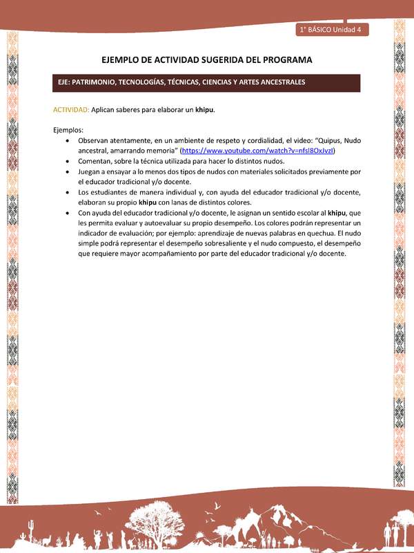 Actividad sugerida LC01 - Quechua - U4 - N°51: Aplican saberes para elaborar un khipu.