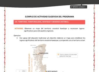 Actividad sugerida: LC02 - KAWÉSQAR - U1 - N°3: OBSERVAN UN MAPA DEL TERRITORIO ANCESTRAL KAWÉSQAR Y RECONOCEN LUGARES SIGNIFICATIVOS PARA ESTE PUEBLO ORIGINARIO.