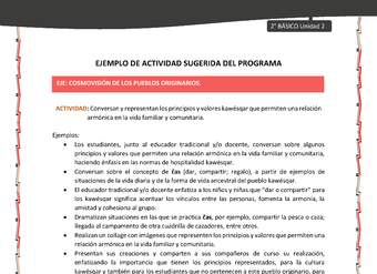 Actividad sugerida: LC02 - KAWÉSQAR - U2 - N°3: CONVERSAN Y REPRESENTAN LOS PRINCIPIOS Y VALORES KAWÉSQAR QUE PERMITEN UNA RELACIÓN ARMÓNICA EN LA VIDA FAMILIAR Y COMUNITARIA.