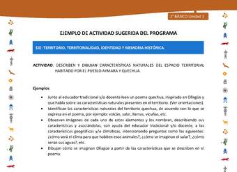 Actividad sugerida Nº 5- LC02 - INTERCULTURALIDAD-U1-ET - DESCRIBEN Y DIBUJAN CARACTERÍSTICAS NATURALES DEL ESPACIO TERRITORIAL HABITADO POR EL PUEBLO AYMARA Y QUECHUA.