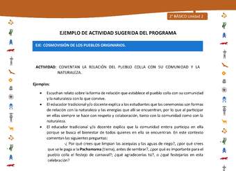 Actividad sugerida Nº 7- LC02 - INTERCULTURALIDAD-U2-ECO - COMENTAN LA RELACIÓN DEL PUEBLO COLLA CON SU COMUNIDAD Y LA NATURALEZA.