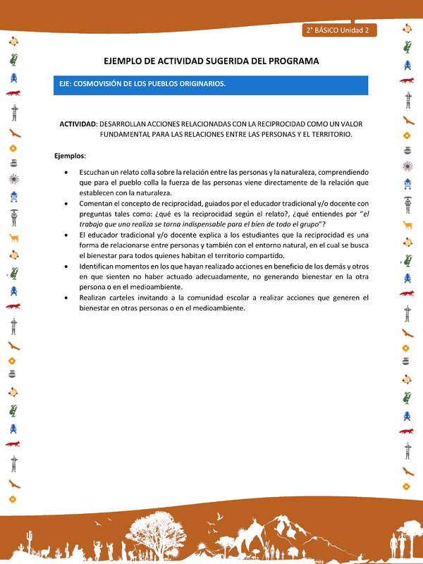 Actividad sugerida Nº 9- LC02 - INTERCULTURALIDAD-U2-ECO - DESARROLLAN ACCIONES RELACIONADAS CON LA RECIPROCIDAD COMO UN VALOR FUNDAMENTAL PARA LAS RELACIONES ENTRE LAS PERSONAS Y EL TERRITORIO.