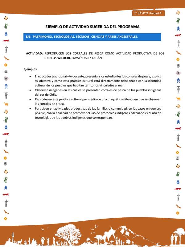 Actividad sugerida Nº 6- LC02 - INTERCULTURALIDAD-U4-EP - REPRODUCEN LOS CORRALES DE PESCA COMO ACTIVIDAD PRODUCTIVA DE LOS PUEBLOS WILLICHE, KAWÉSQAR Y YAGÁN.