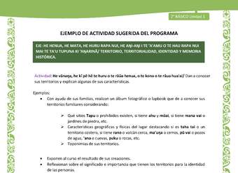 Actividad sugerida LC02 - Rapa Nui - U1 - N°15: Dan a conocer sus territorios y explican algunas de sus características.