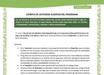 Actividad sugerida LC02 - Rapa Nui - U2 - N°32: Identifican el conocimiento ancestral Rapa Nui y la observación de la naturaleza.