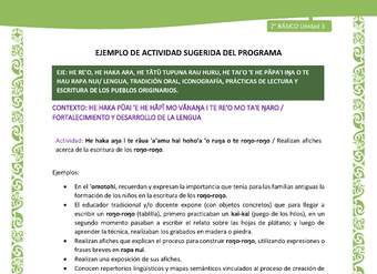 Actividad sugerida LC02 - Rapa Nui - U3 - N°05: Realizan afiches acerca de la escritura de los roŋo-roŋo.