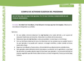 Actividad sugerida LC02 - Rapa Nui - U4 - N°13: Observan la naturaleza e interpretan sus señales.