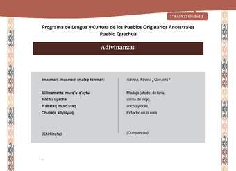 Orientaciones al docente - Adivinanza