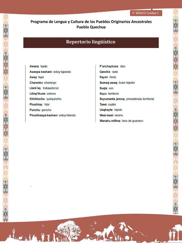 QUECHUA-LC01-U01-Orientaciones al docente - Repertorio lingüístico