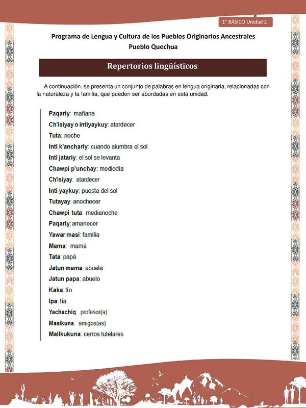 QUECHUA-LC01-U02-Orientaciones al docente - Repertorios lingüísticos