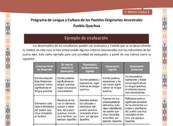 QUECHUA-LC02-U03-Orientaciones al docente - Ejemplo de evaluación