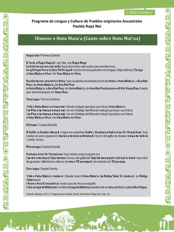 04-Orientaciones al docente - LC02 - Rapa nui - U1 - Himene o Hotu Matu’a (Canto sobre Hotu Mat’ua)