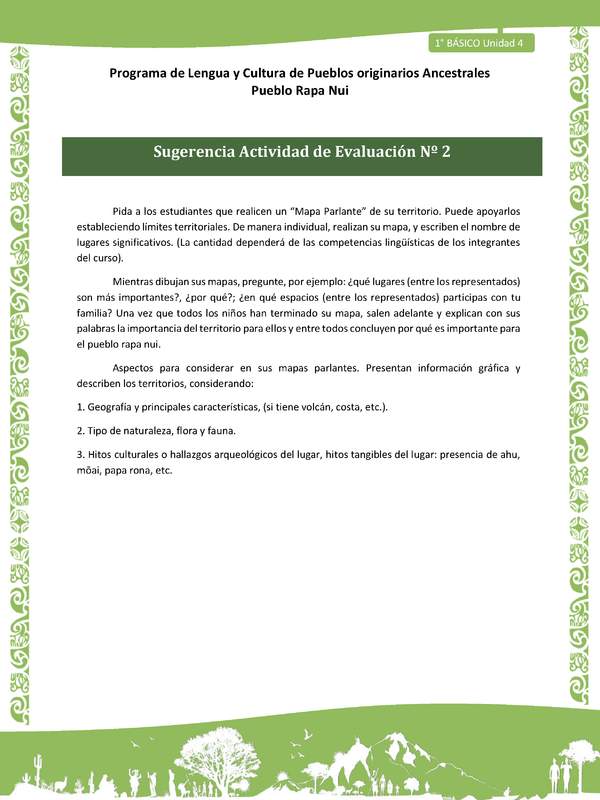 09-Orientaciones al docente - LC02 - Rapa nui - U1 - Sugerencia Actividad de Evaluación Nº 2