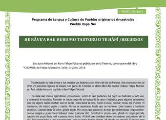 02-Orientaciones al docente - LC01-RAPANUI - U03 - HE RĀVE’A RAU HURU MO TAUTORU O TE HĀPĪ-RECURSOS