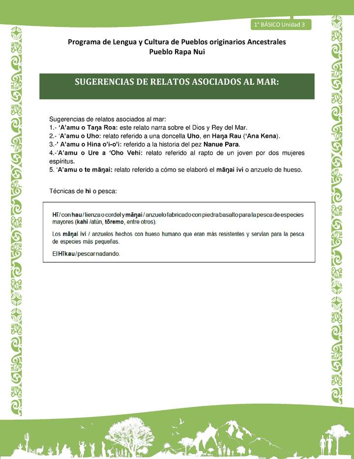 03-Orientaciones al docente - LC01-RAPANUI - U03 - Sugerencias de relatos asociados al Mar