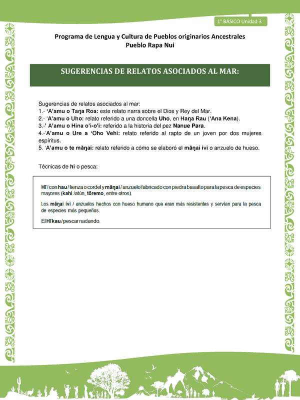 03-Orientaciones al docente - LC01-RAPANUI - U03 - Sugerencias de relatos asociados al Mar