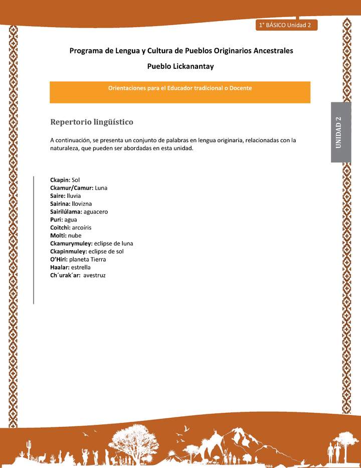 Orientaciones al docente - LC01 - Lickanantay - U2 - Repertorio lingüístico