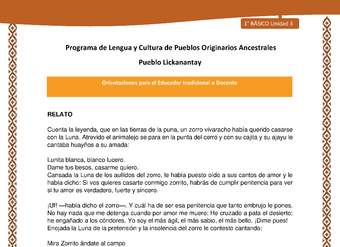 Orientaciones al docente - LC01 - Lickanantay - U3 - Relato