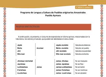 Orientaciones al docente - LC01 - Aymara - U01 - Mapa Sintáctico